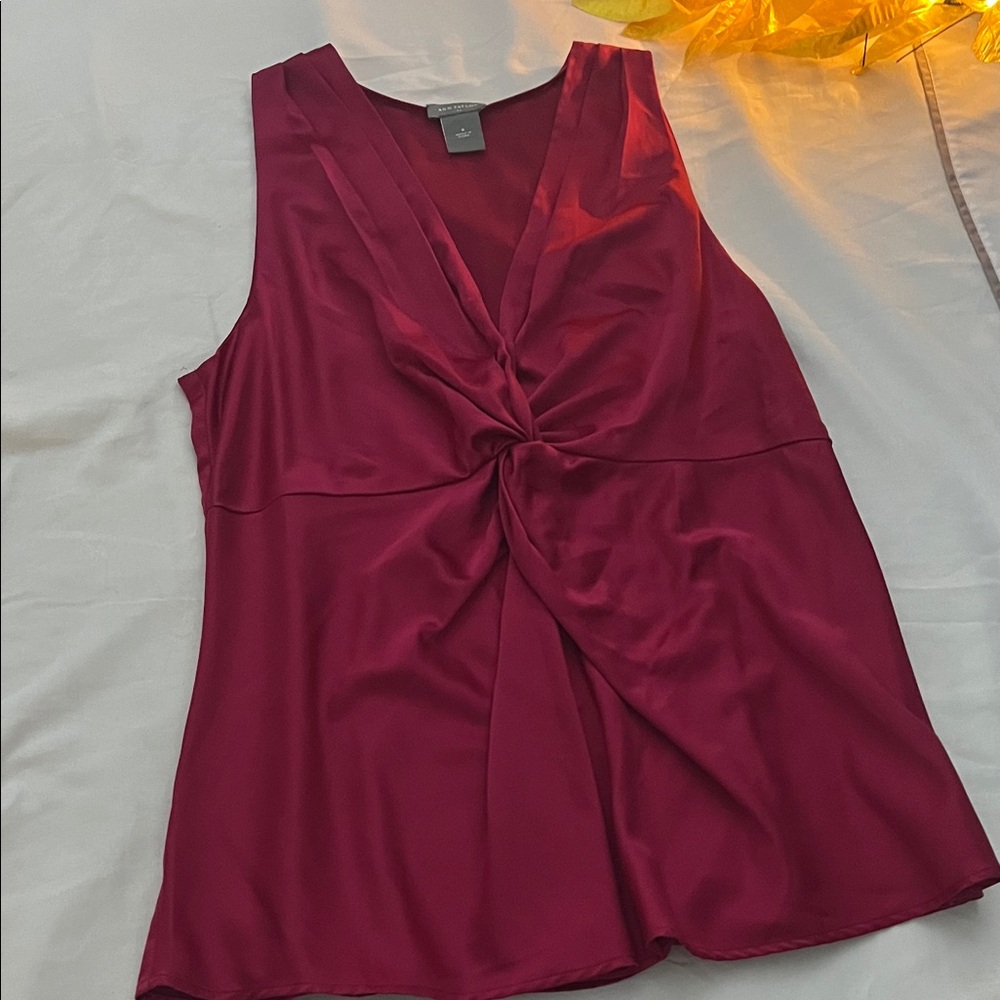 Ann Taylor Rich Red Twist Front Blouse